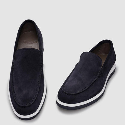 Madasat Navy Blue Suede Genuine Leather Men's Shoes - 901 |