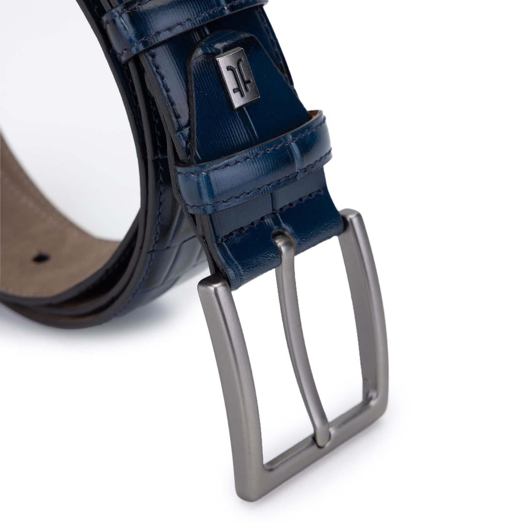 Madasat Navy Blue Men's Genuine Leather Crocodile Sport Belt - 927 |