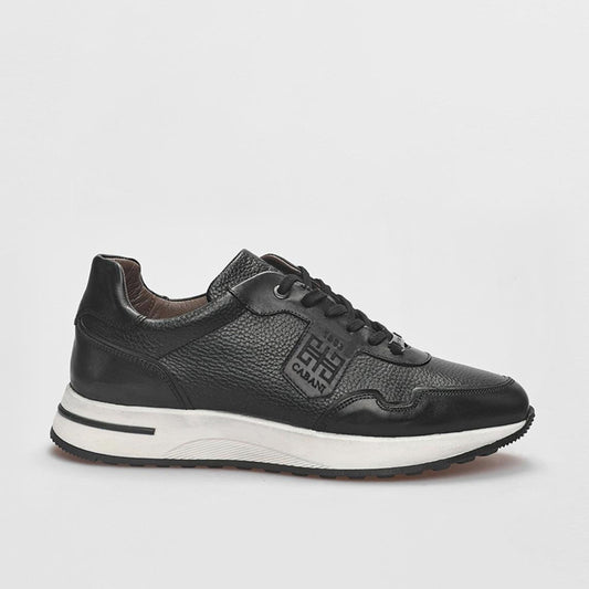 Madasat Men Black Genuine Leather Sneakers - 855 |