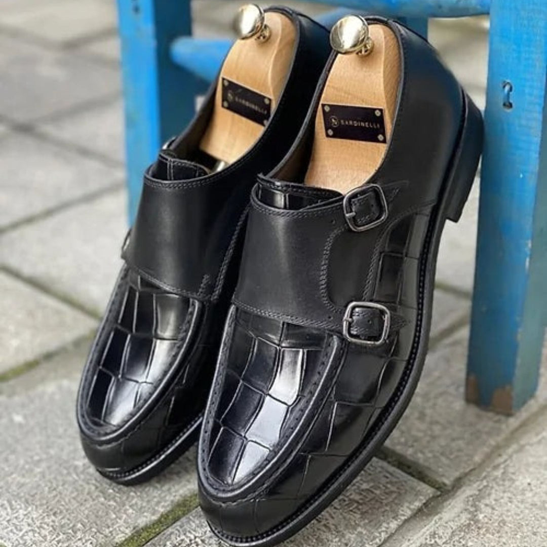 Klassische Madasat-Schuhe aus schwarzem Leder - 076 |