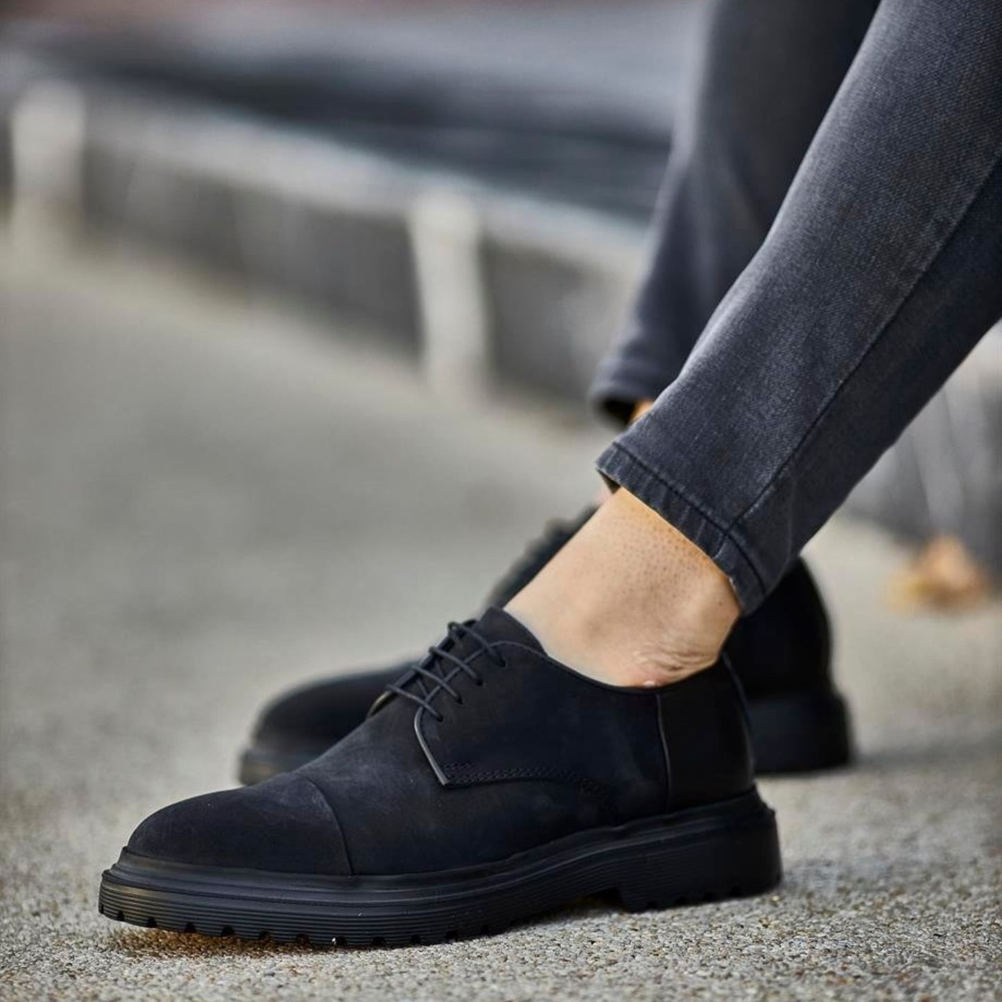 Madasat Black Suede Leather Casual Shoes - 724 |