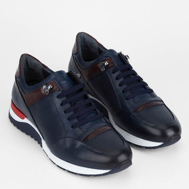 Madasat Nevy Blue Leather Sneakers & Sports Shoes - 001 |