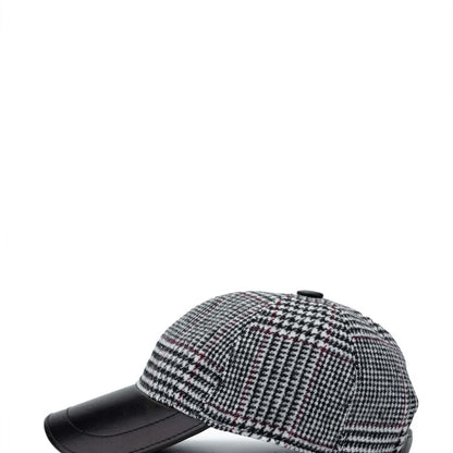 Madasat Black Men's Leather & Textile Black Baseball Cap - 918 |