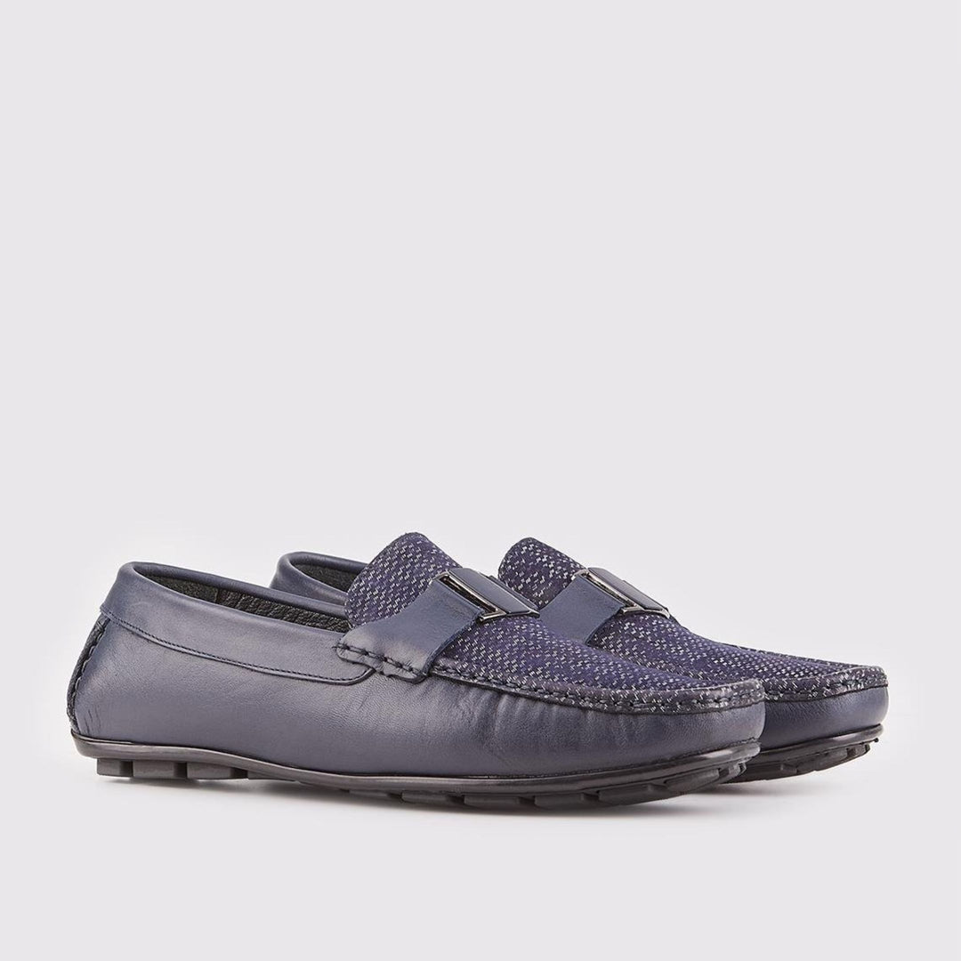 Madasat Navy Blue Leather Loafer - 018 |