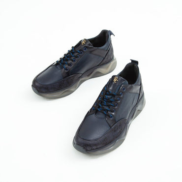 Madasat Navy Blue Leather Casual Shoes - 571 |