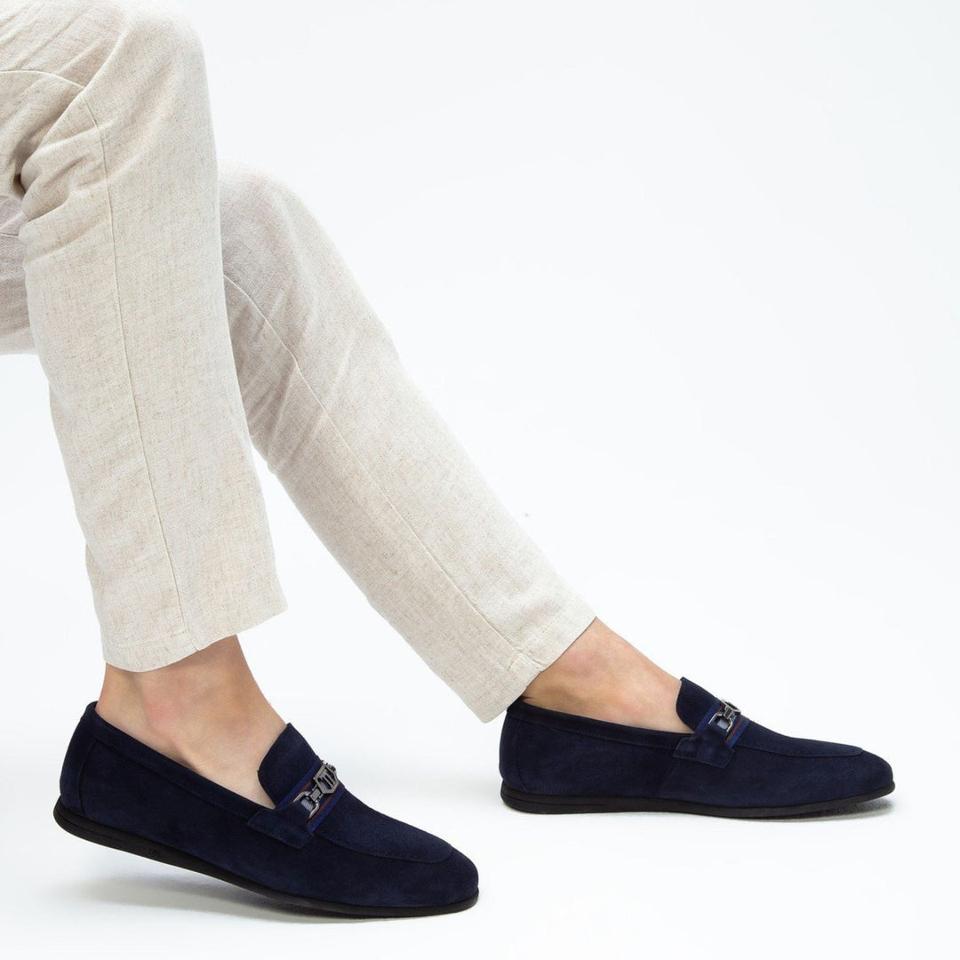 Madasat Navy Blue Leather Loafer - 642 |