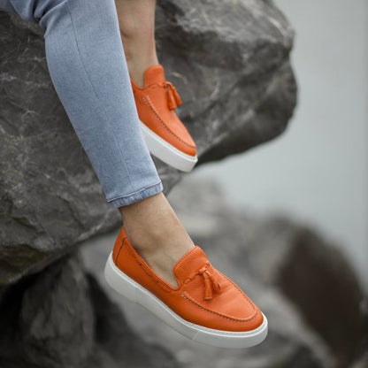 Madasat Orange Leather Loafer - 680 |