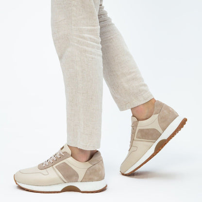 Madasat Beige Leather Casual Shoes - 669 |