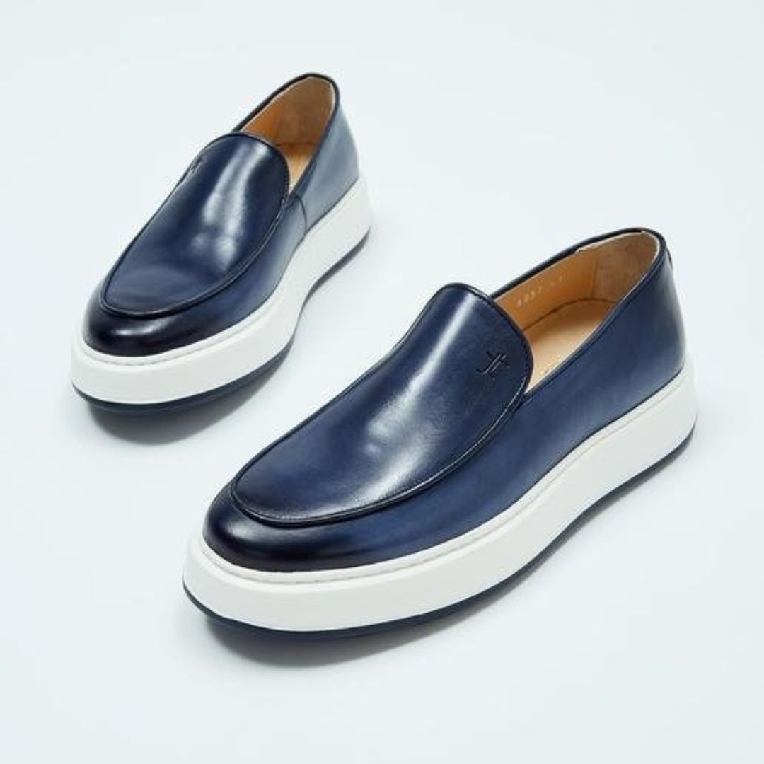 Madasat Navy Blue Men's Genuine Leather Loafer Shoes - 862 |