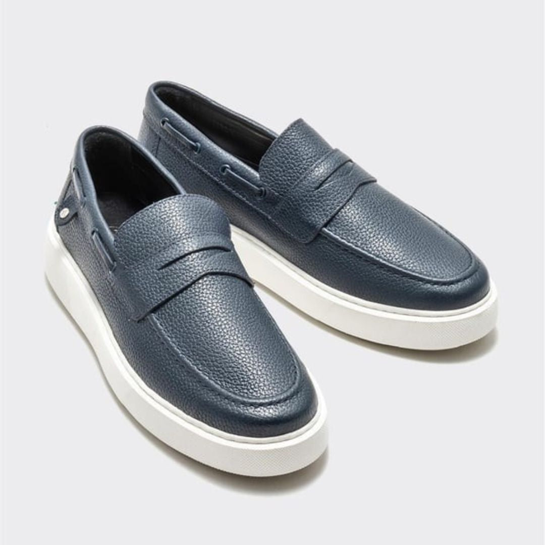 Madasat Navy Blue Leather Men's Loafer Shoes - 874 |