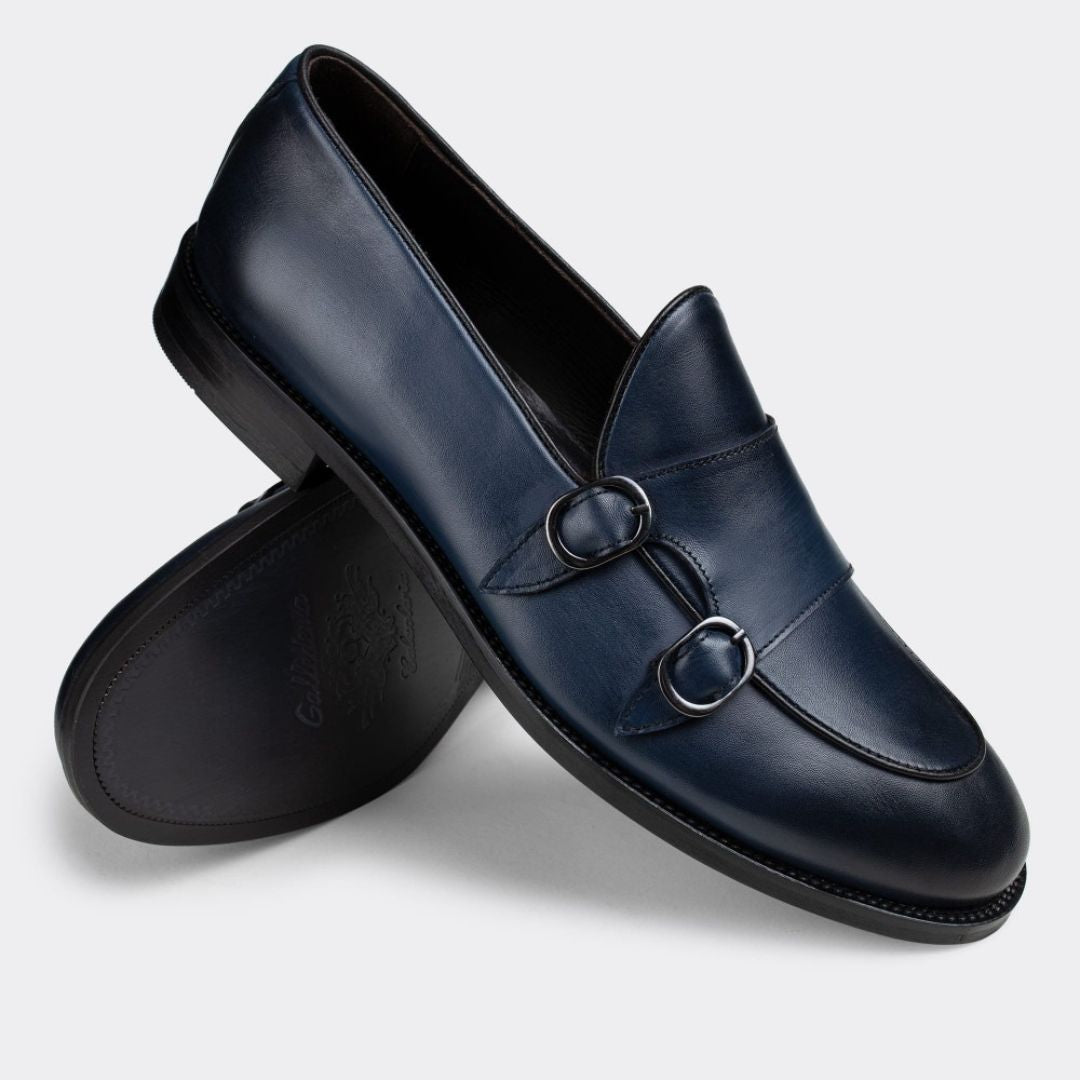 Madasat Navy Blue Leather Loafer - 627 |