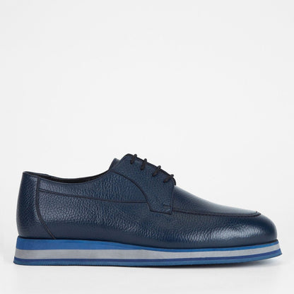 Madasat Navy Blue Leather Casual Shoes - 645 |