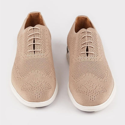 Madasat Light Beige Knit Lace Up Casual Shoes - 878 |