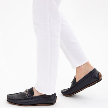 Madasat Navy Blue Leather Loafer - 666 |