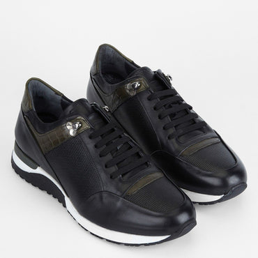 Madasat schwarze Leder-Sneaker und Sportschuhe – 001 |