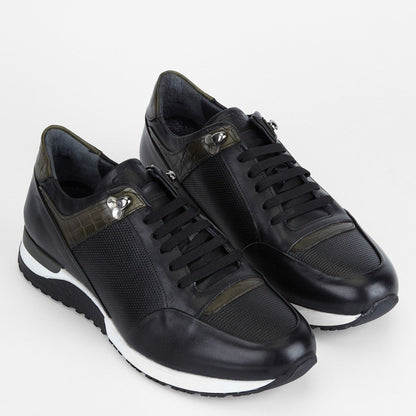 Madasat Black Leather Sneakers & Sports Shoes - 001 |