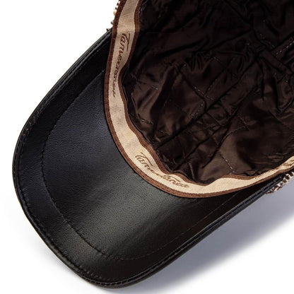 Madasat Beige Plaid Men's Leather & Textile Black Baseball Cap - 918 |