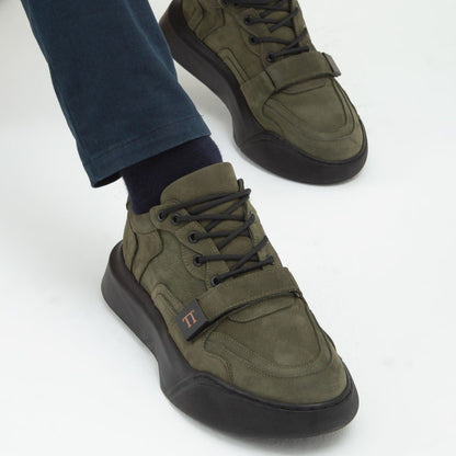 Madasat Green Leather Casual Shoes - 638 |