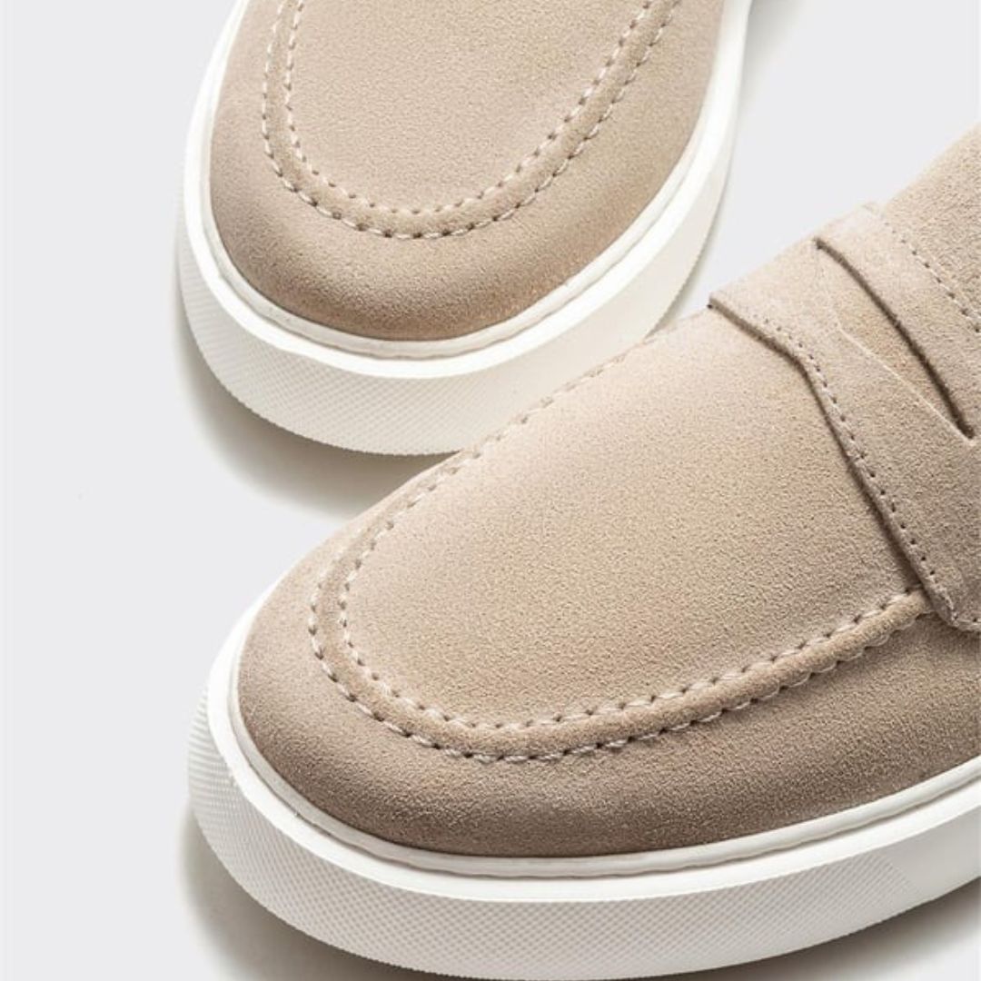 Madasat Beige Leather Men's Loafer Shoes - 874 |