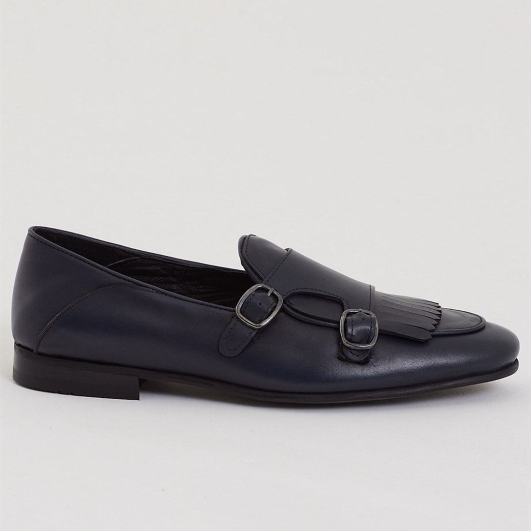 Madasat Navy Blue Leather Loafer - 712 |