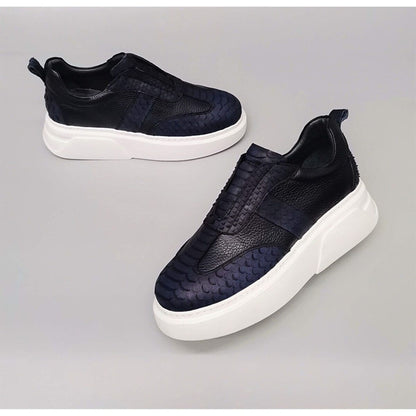 Madasat Navy Blue Leather Casual Shoes - 490 |