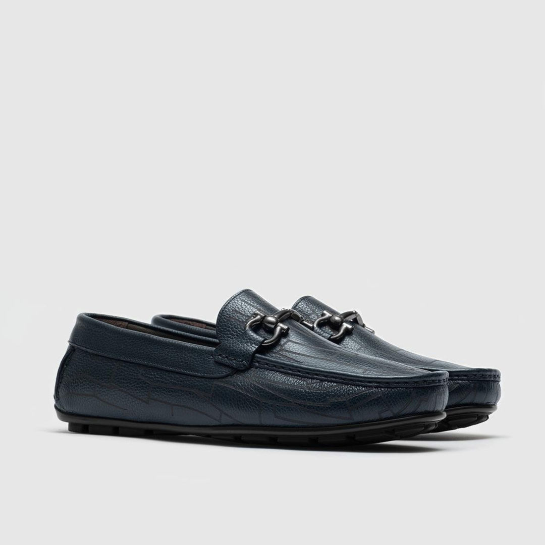 Madasat Navy Blue Leather Loafer - 618 |