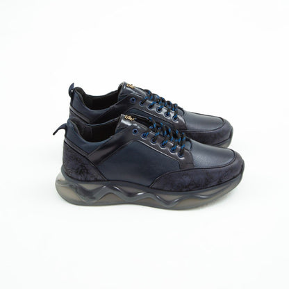 Madasat Navy Blue Leather Casual Shoes - 571 |