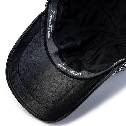 Madasat Navy Blue Men's Leather & Textile Black Baseball Cap - 918 |