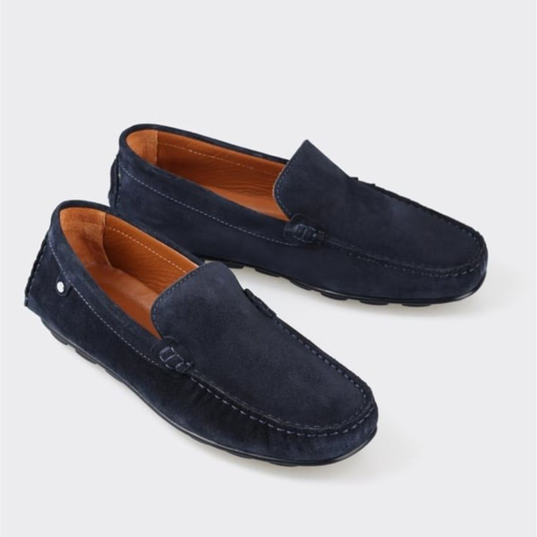 Madasat Navy Blue Leather Men's Loafer Shoes - 897 |