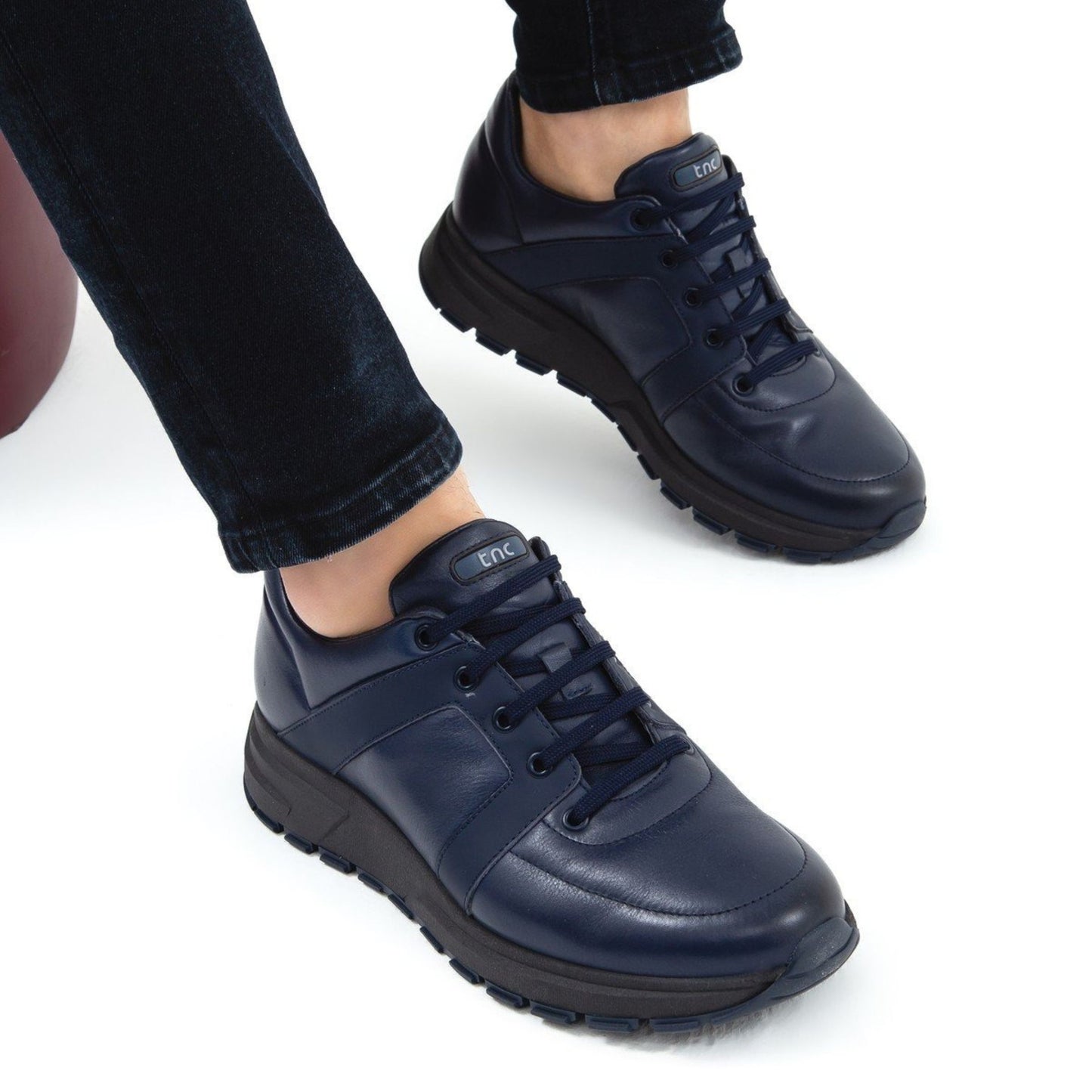 Madasat Navy Blue Leather Casual Shoes - 590 |