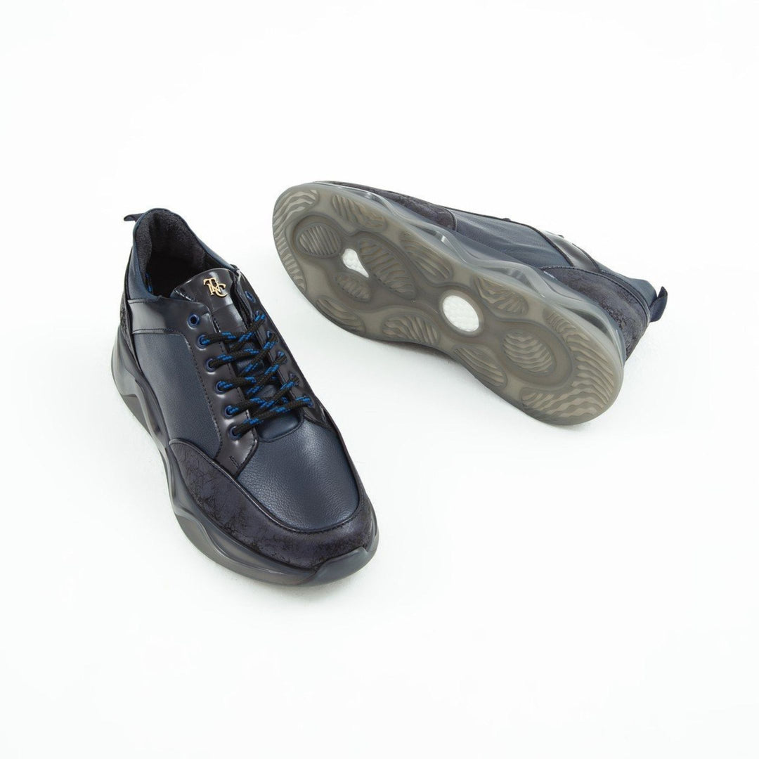 Madasat Navy Blue Leather Casual Shoes - 571 |