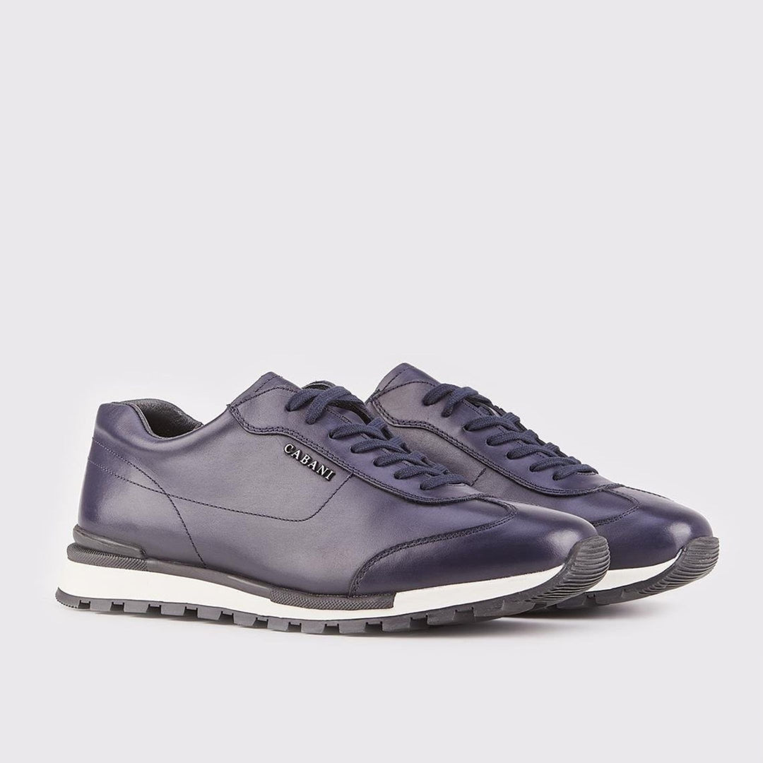 Madasat Navy Blue Leather Sneakers & Sports Shoes - 348 |