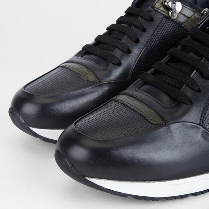 Madasat Black Leather Sneakers & Sports Shoes - 001 |