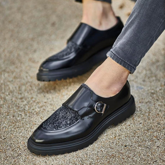 Madasat Schwarze Leder-Loafer-Schuhe - 726 |