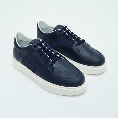 Madasat Navy Blue Genuine Leather Sneakers - 857 |