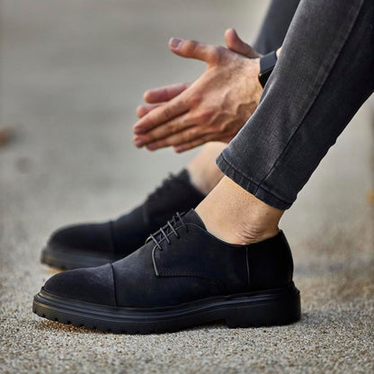 Madasat Black Suede Leather Casual Shoes - 724 |