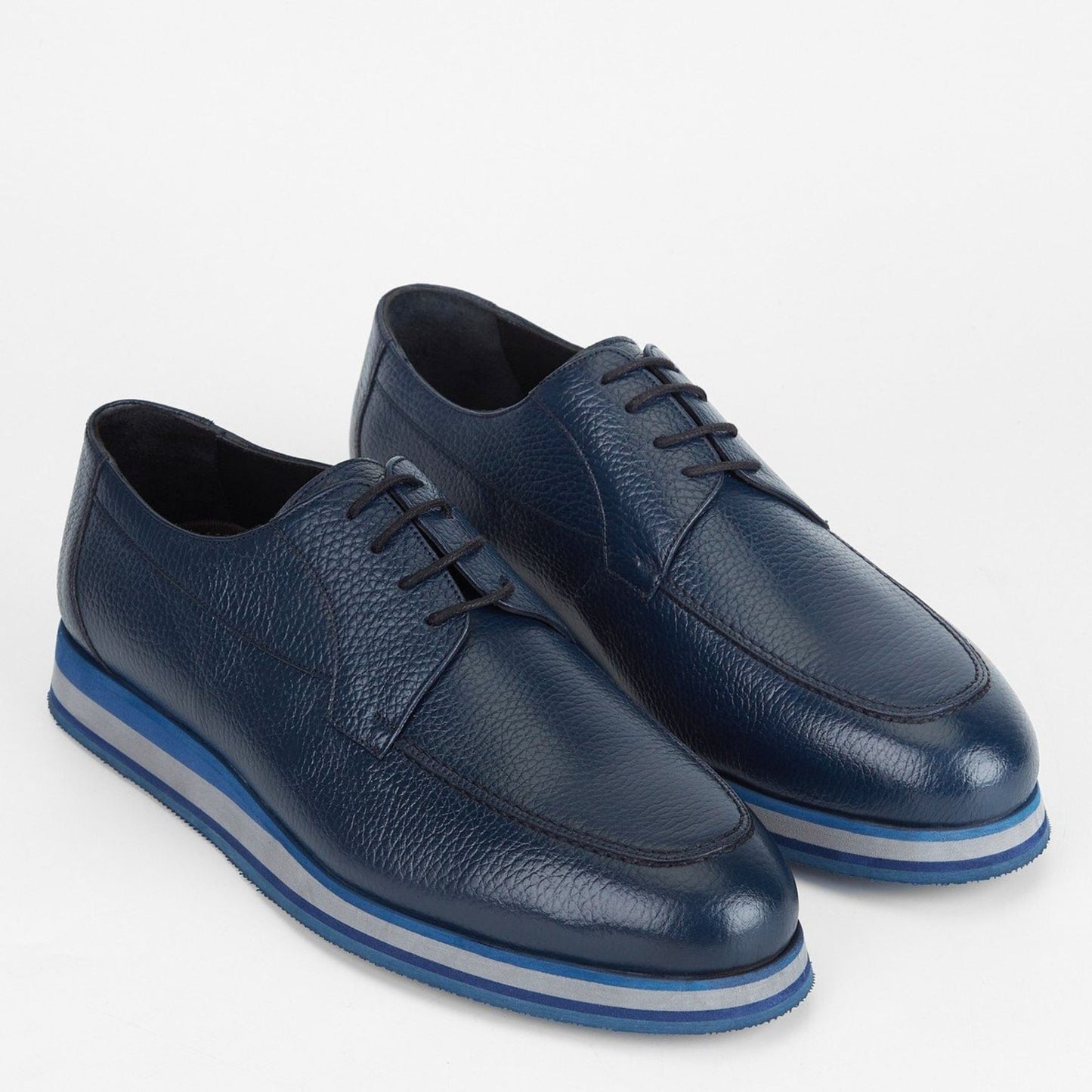 Madasat Navy Blue Leather Casual Shoes - 645 |