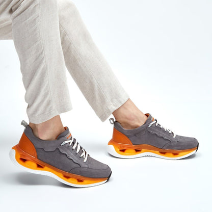 Madasat Orange Genuine Leather Sneakers - 858 |