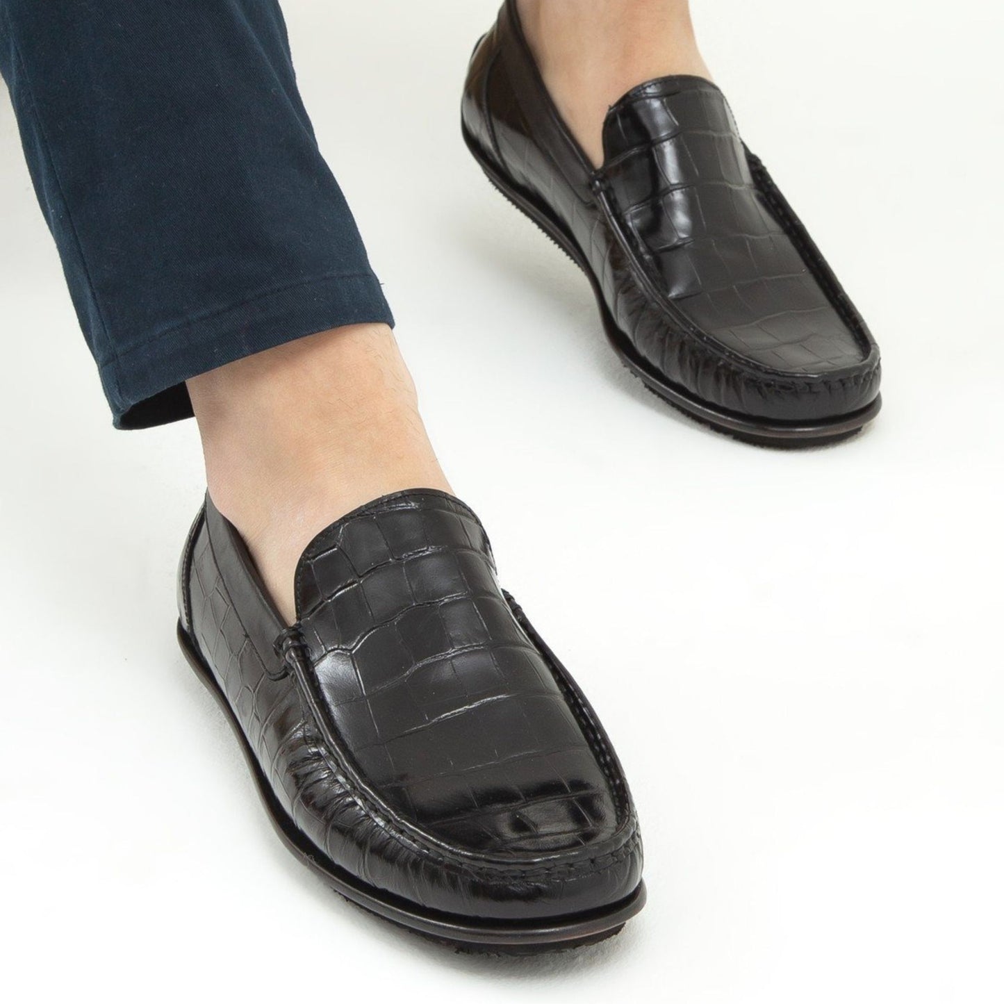 Madasat schwarzer Krokodilleder-Loafer – 641 |