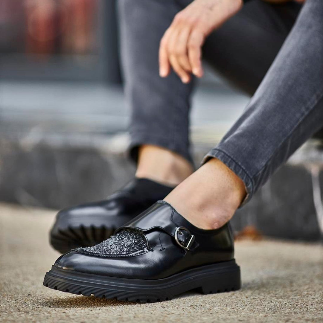 Madasat Black Leather Loafer shoes - 726 |