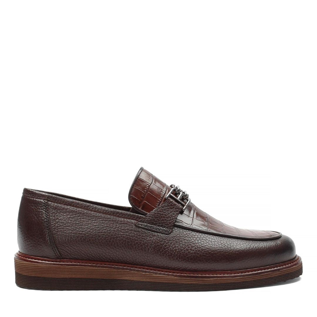 Madasat Brown Leather Men's Shoes - 882 |