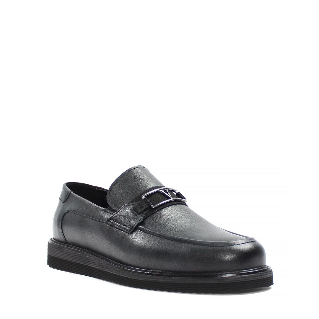 Madasat Navy Blue Leather Men's Shoes - 883 |