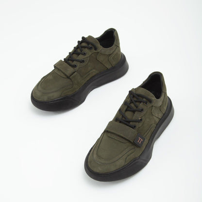 Madasat Green Leather Casual Shoes - 638 |