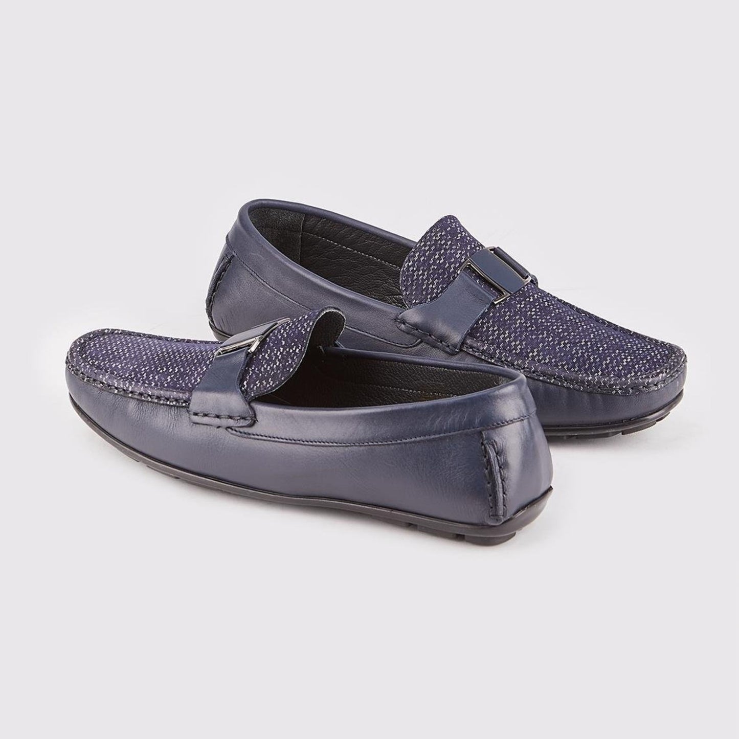 Madasat Navy Blue Leather Loafer - 018 |