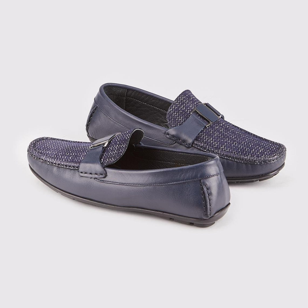 Madasat Navy Blue Leather Loafer - 018 |