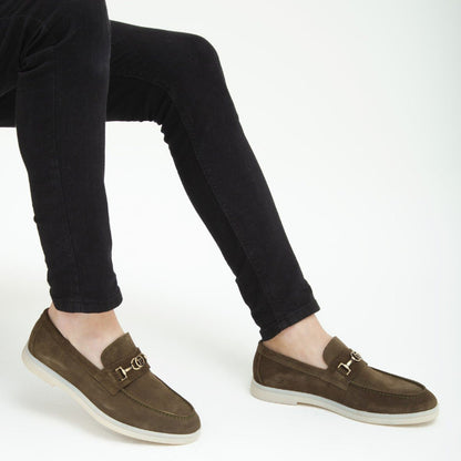 Madasat Khaki Suede Leather Loafer - 640 |