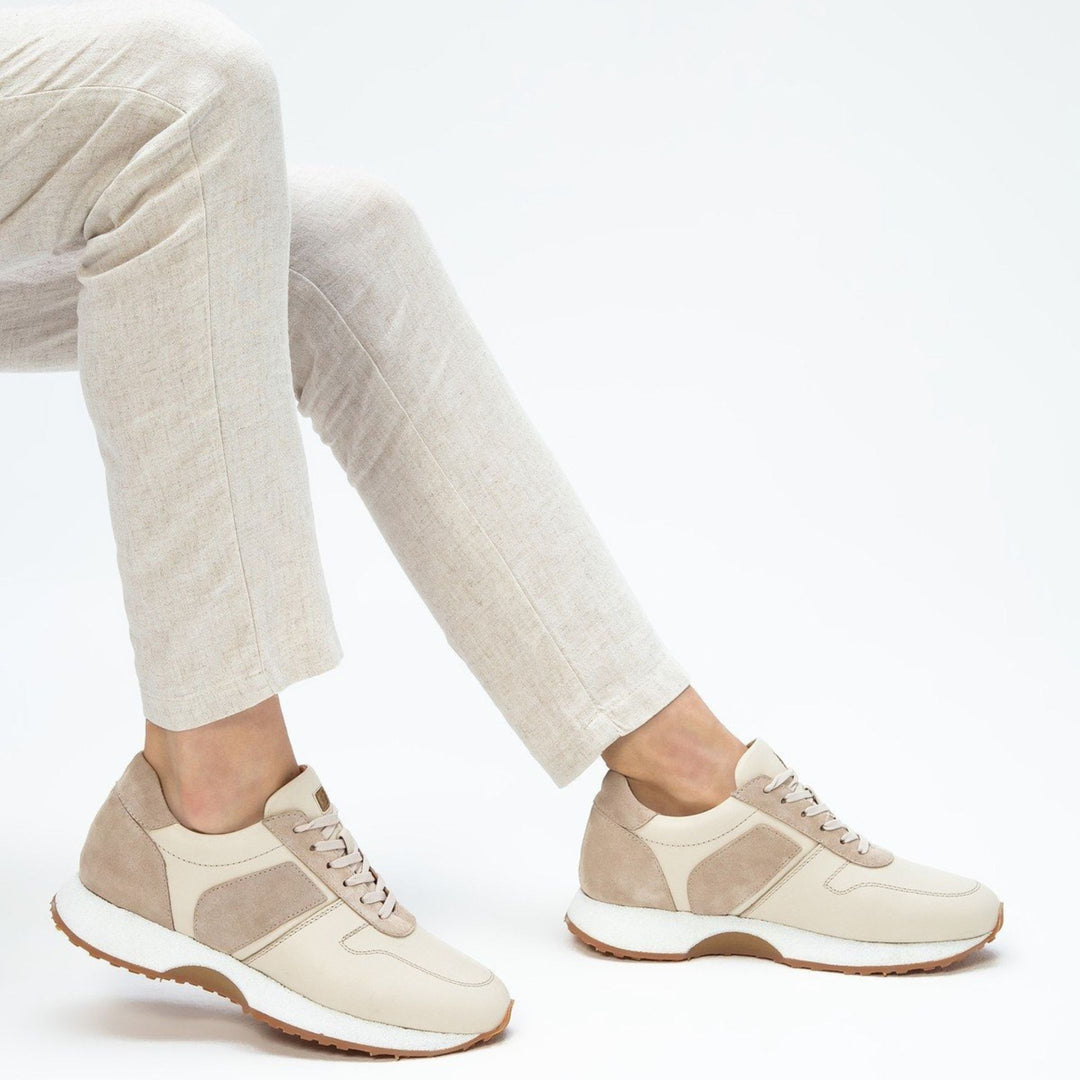 Madasat Beige Leather Casual Shoes - 669 |