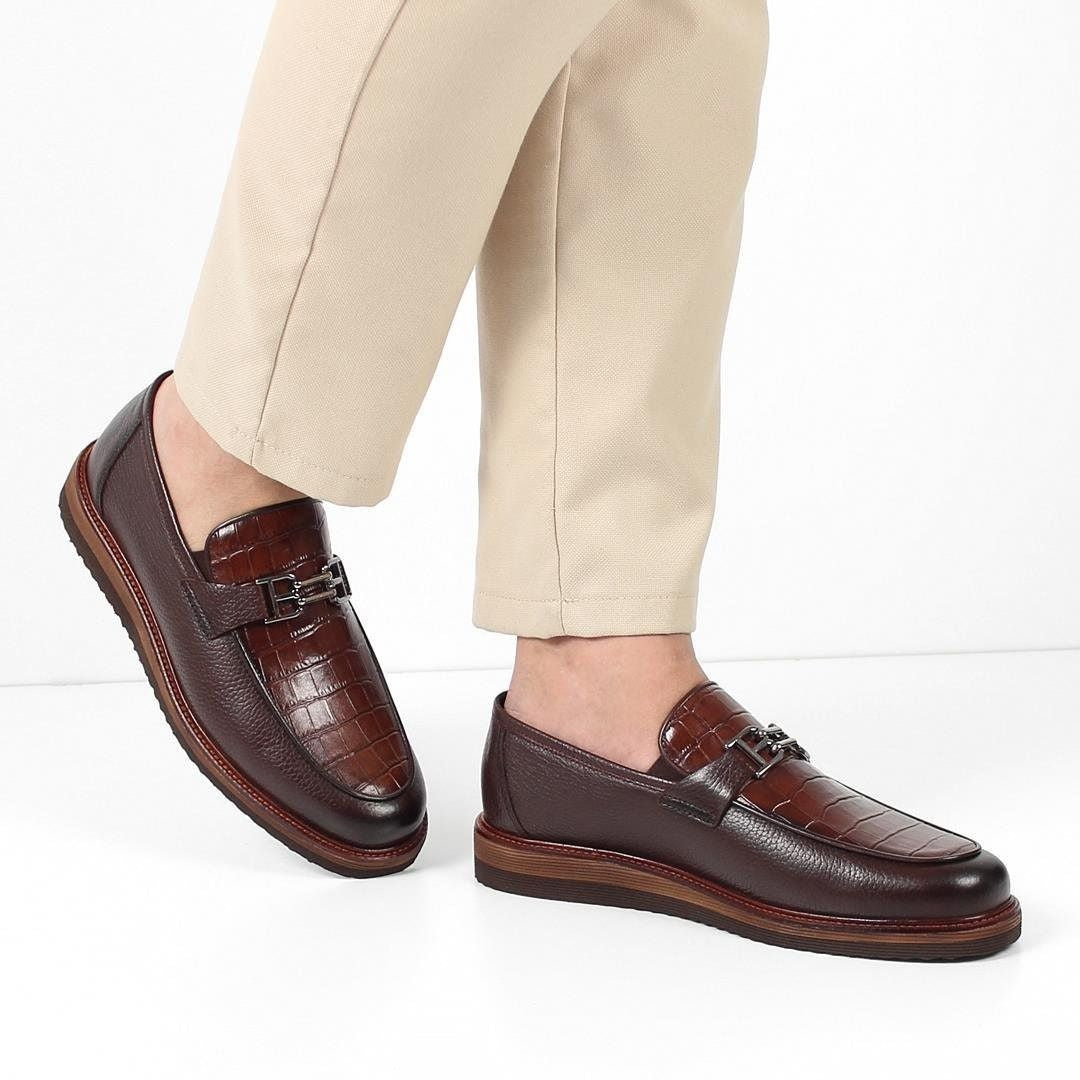 Madasat Brown Leather Men's Shoes - 882 |