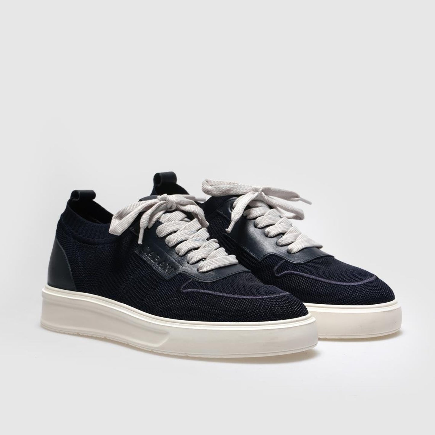 Madasat Navy Blue Lace Up Knit Sneakers - 851 |