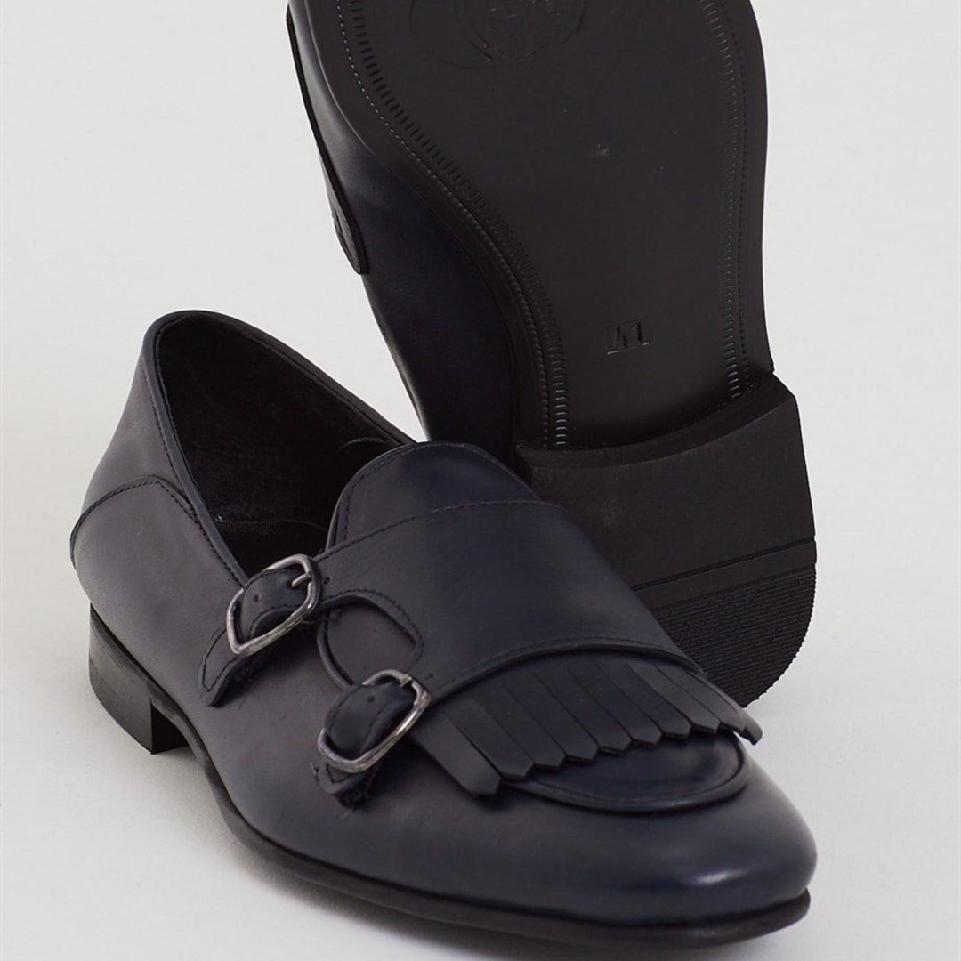 Madasat Navy Blue Leather Loafer - 712 |